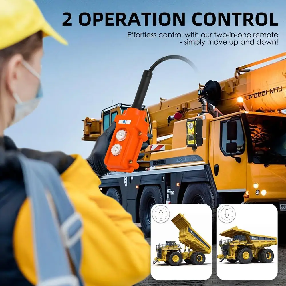 Contrôleur de Grue Industrielle Sans Fil 2 en 1, 12V, Amélioré, Remorque à Décharge