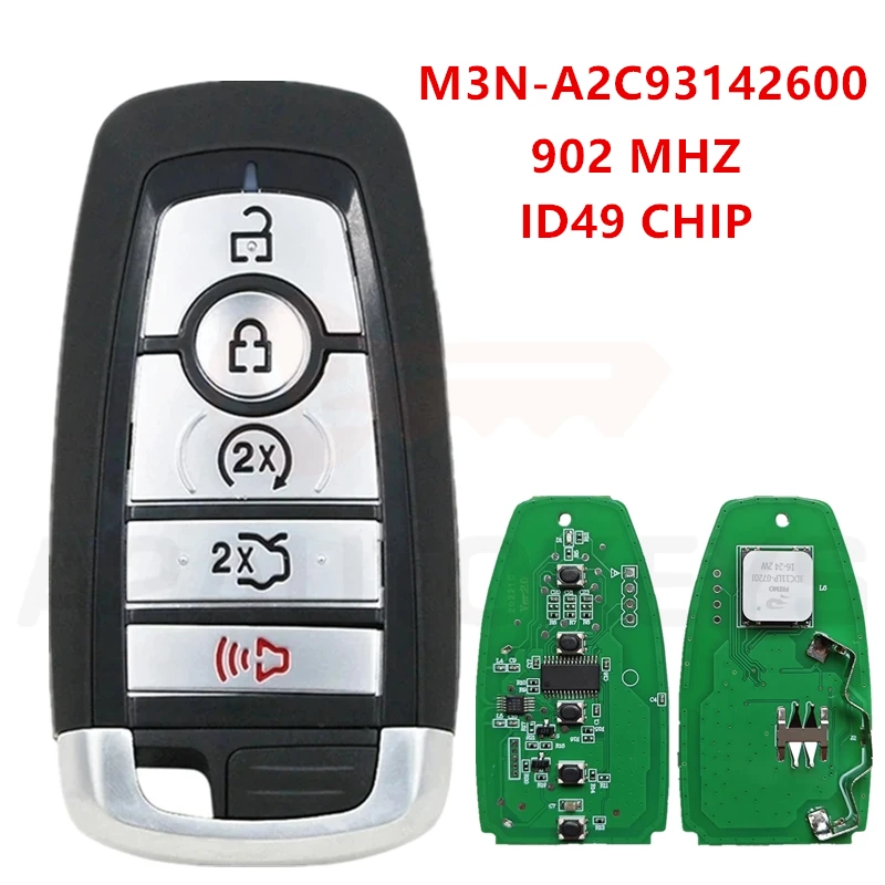 

A2AUTOKEYS M3N-A2C93142600 ID49 902MHZ Auto Smart Remote Cat Key For Ford Mustang Cobra Edge Fusion Explorer F-Series 2017-2020