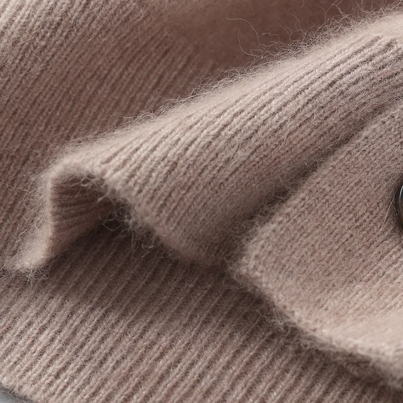 Men's cardigan autumn and winter 100 pure mink velvet knitted sweater men's plus size loose V-neck coat solid color casual coat