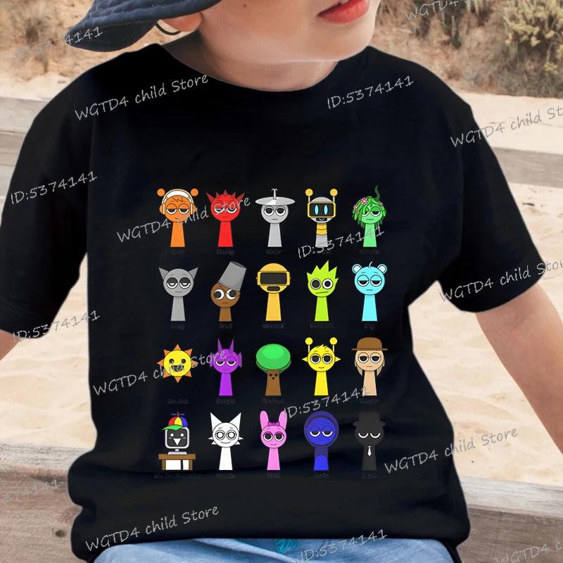 New Sprunki Kids T-shirt Cartoon Game Figure Printed Tops Tees Boys Girls Casual Short Sleeve Tshirt Summer Children's Clothing