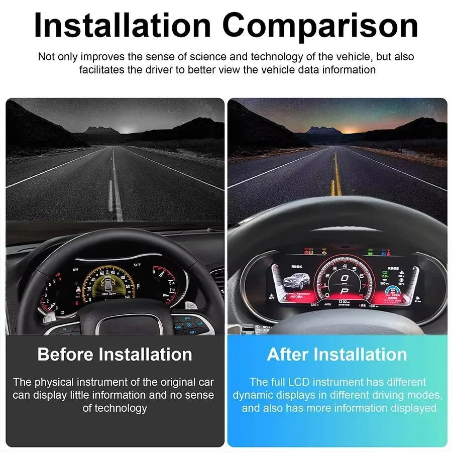 Android Auto For Dodge Durango 2011-2020  Digital Cluster Instrument Carplay Dashboard Panel Virtual Cockpit Speed Meter Display