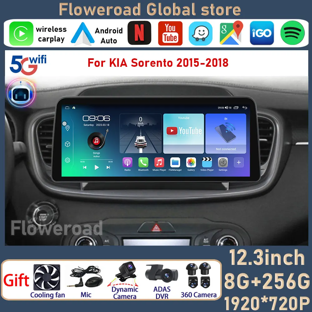 

Автомагнитола 2DIN, мультимедийный проигрыватель на Android для Kia Sorento 3 2015-12,3 с GPS-навигацией, DVD DSP