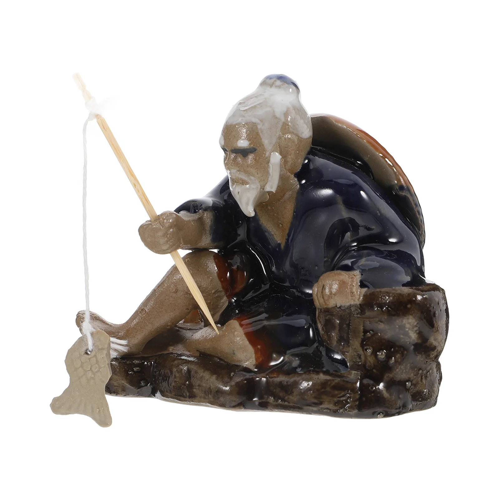 

1pc Mini Fisherman Ceramic Water Aquarium Decoration Bonsai Landscape Ornament Small Fishing Statue For Garden Terrariums