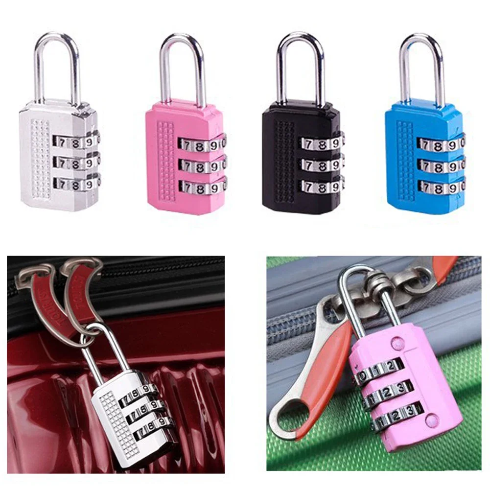 3 Digit Resettable Combination Padlock Luggage Case Padlock Box Black Lock Coded Lock School Gym Locker Sheds