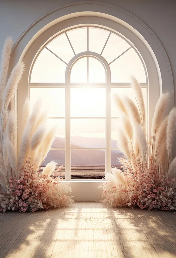 Mehofond Photography Background Boho Window Pampas Grass Adult Birthday Wedding Maternity Portrait Decor Backdrop Photo Studio