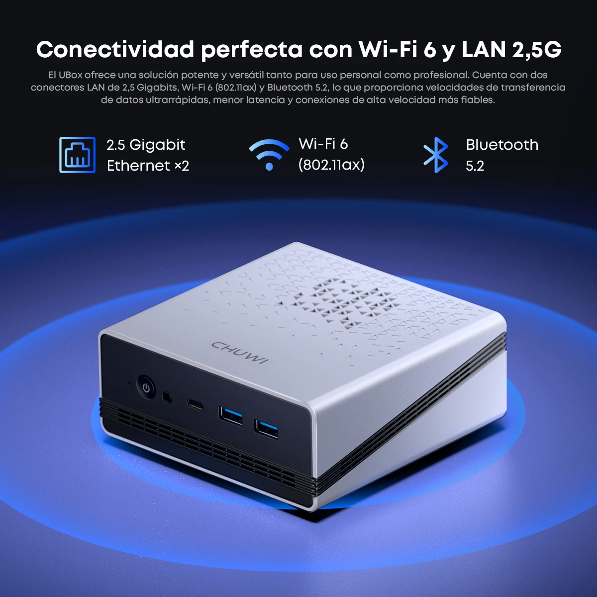 CHUWI UBox كمبيوتر صغير AMD R5-6600H 6 النوى 12 موضوع DDR5 16GB 512GB SSD 4.5 جيجا هرتز ماكس تردد واي فاي 6 & 2.5G LAN كمبيوتر مكتبي #6