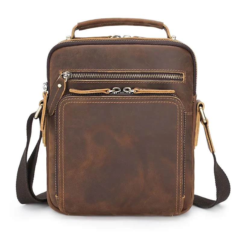 Imagem -05 - Luufan Estilo Vintage Bolsa de Ombro Masculino Cavalo Louco Couro Genuíno Crossbody Bolsa Diário Bolsa de Escola Masculino Aleta Bolsa do Mensageiro