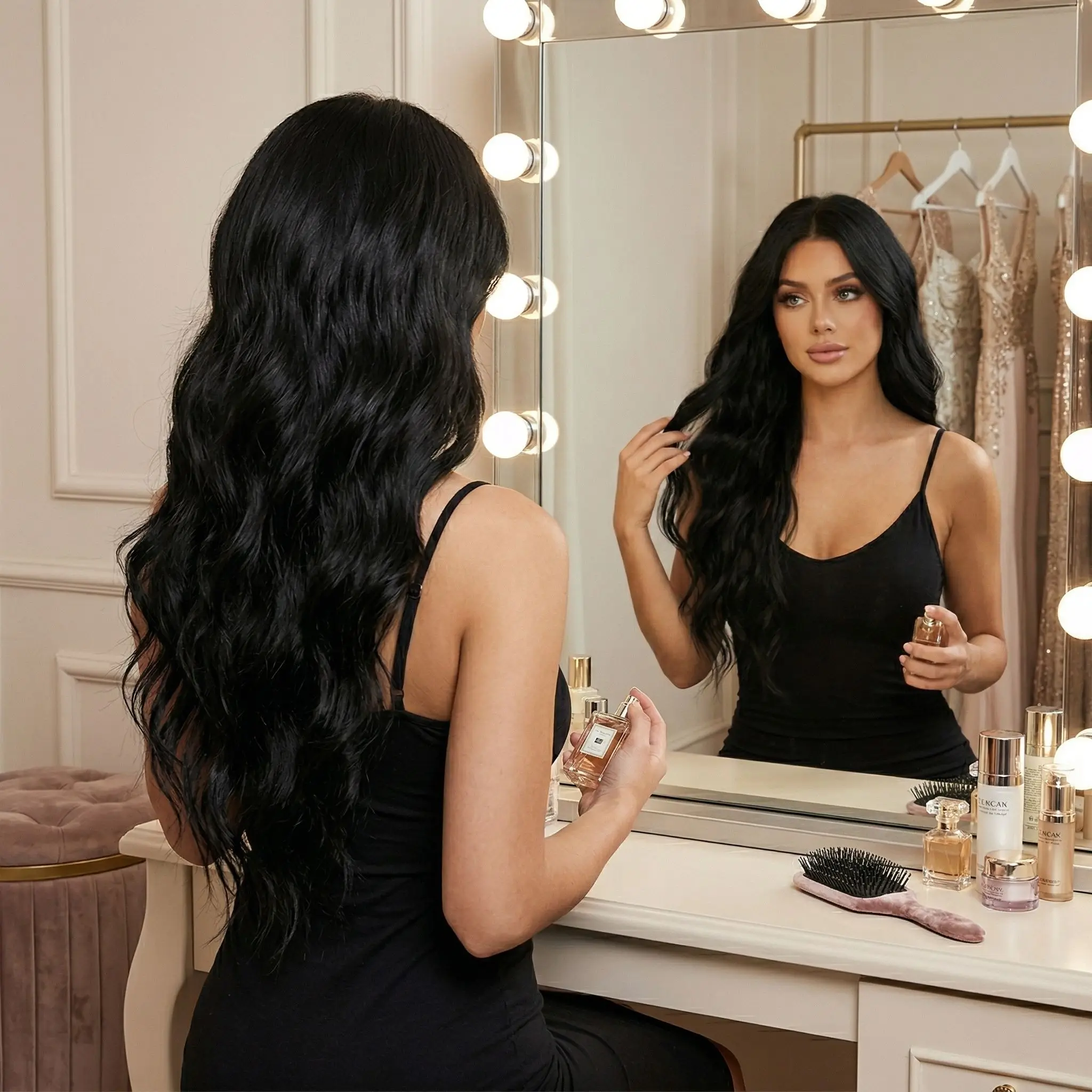 

Женский длинный парик с волнистыми локонами, 26 дюймов, из синтетических волос, для повседневного использования, косплея и вечеринок