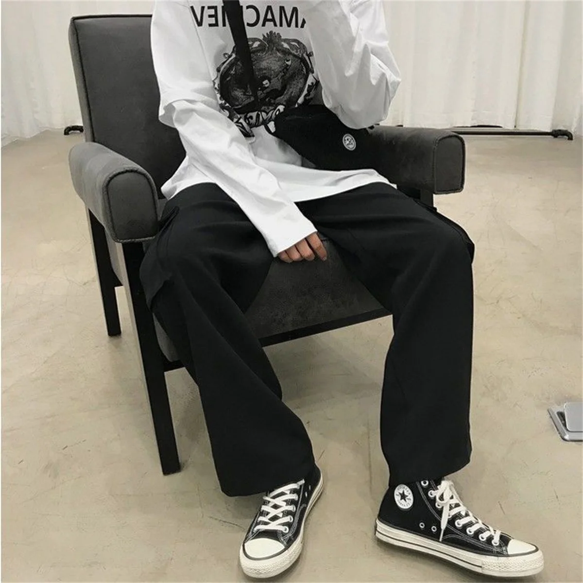 黒メンズヒップホップカーゴパンツカジュアル夏固体複数ポケットズボンクールリボン Techwear 学生スウェットパンツ男の子