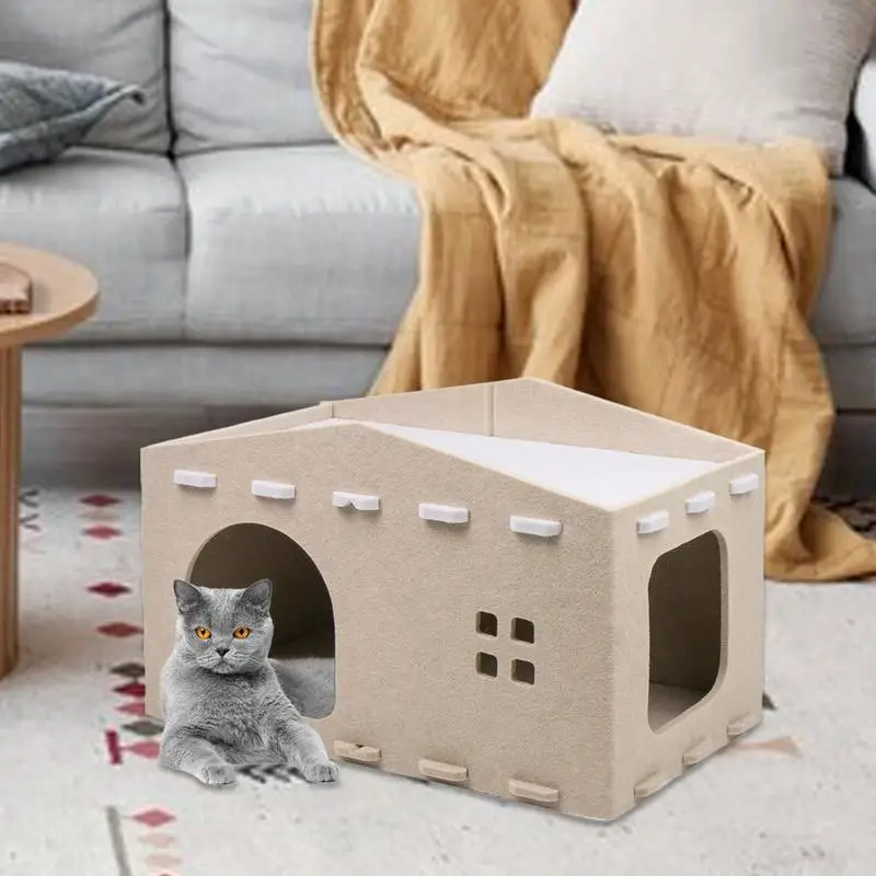 

Cat Cave Bed Double Layer Nest Bed funny Kitten Hideaway Scratch Resistant Cave Tunnel Dog Kennel House Indoor Pet Supplies