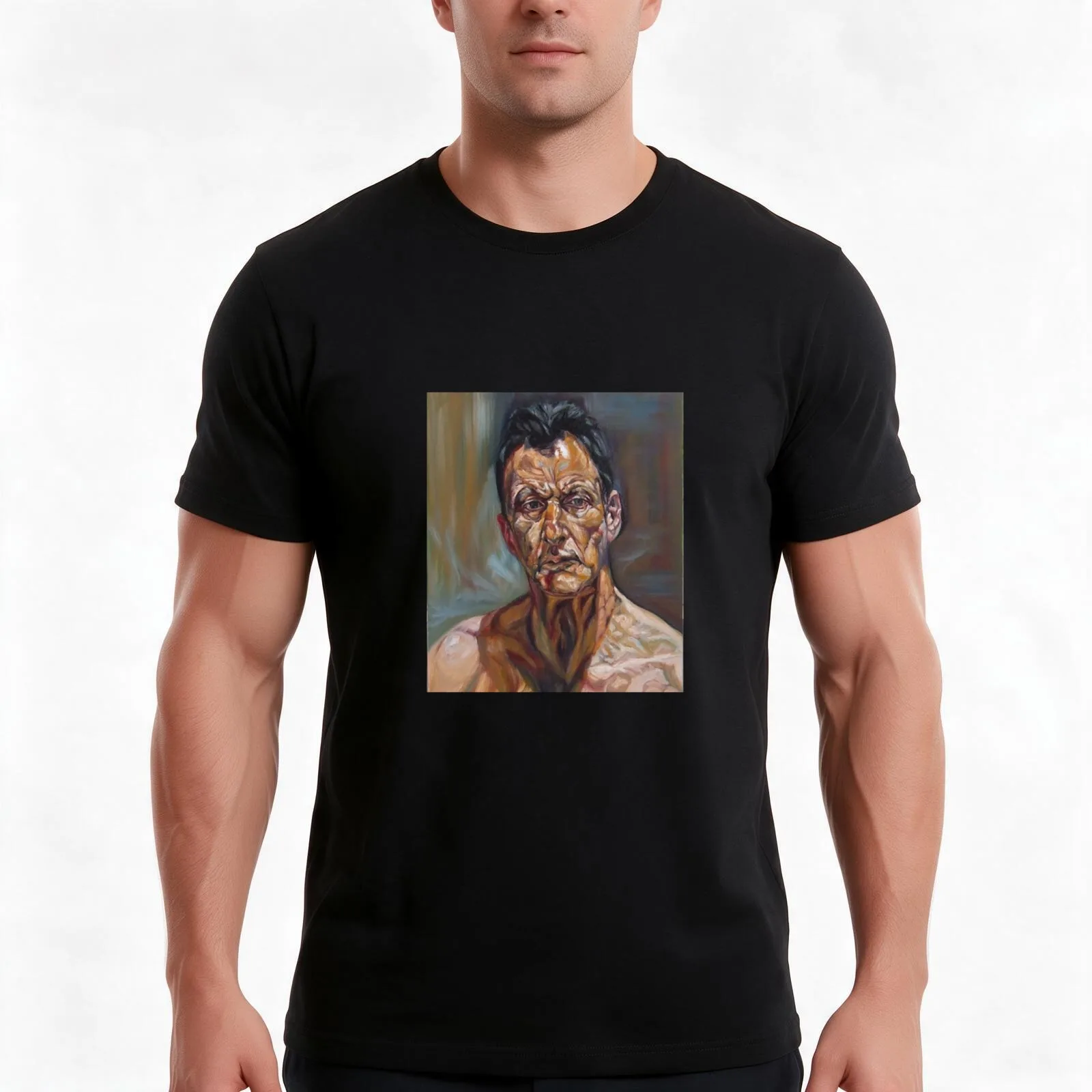 self-portrait after Lucian freud T-Shirt, Summer Casual Cotton Tee, Oversized Streetwear Tops, Vintage Graphic Print