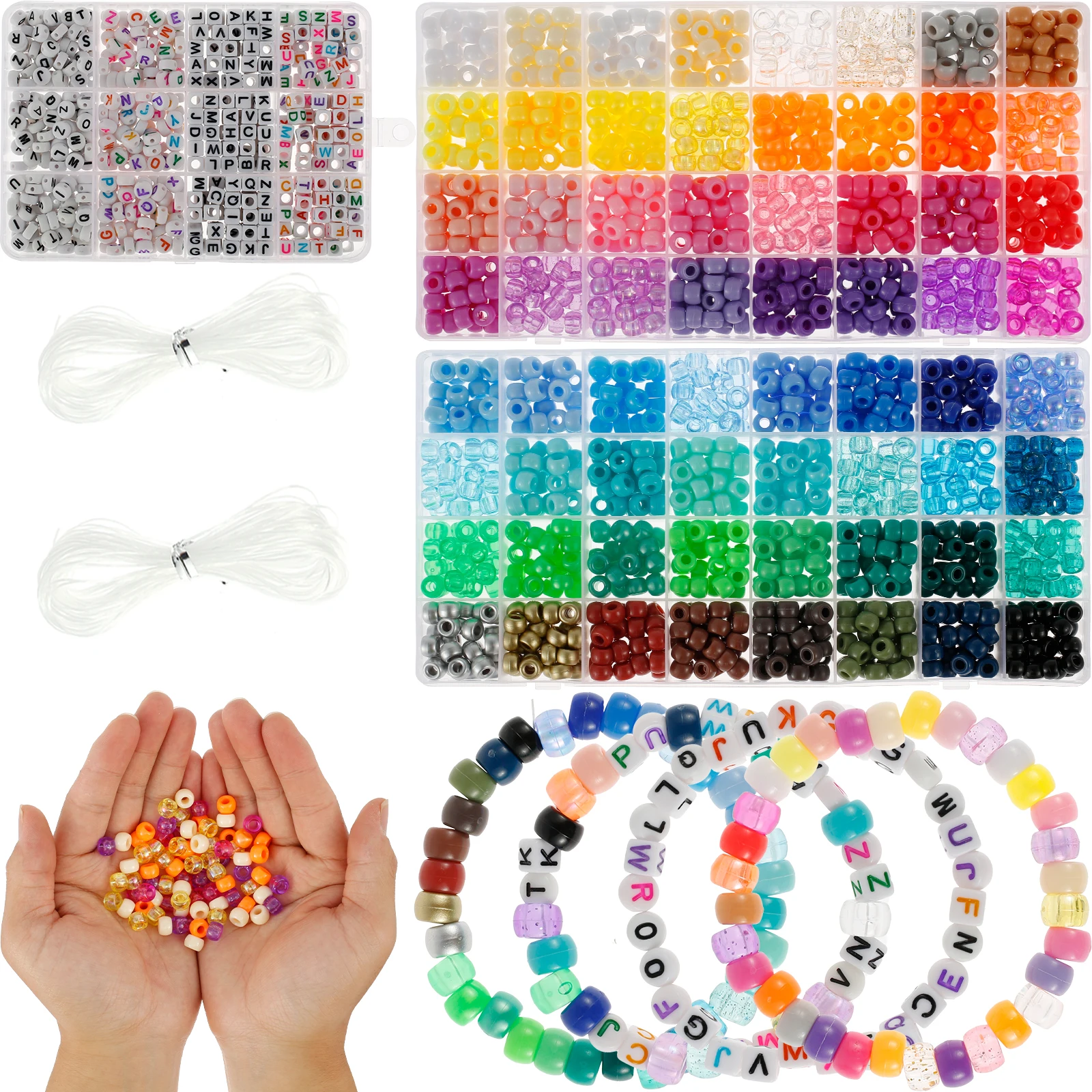 

1Set Pony Beads for Friendship Bracelet Making Kit 64Color Kandi Beads with Letter Beads Suitable for Multi-Color Bracelet Beads