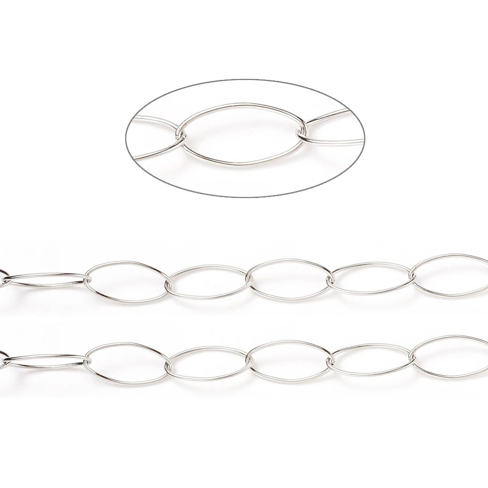 PandaHall 5m/Rolle 304 Edelstahl Büroklammerketten, gezogene, längliche Kabelketten, plattiert, gelötet mit Spule, 20x10x1mm – Detail 13