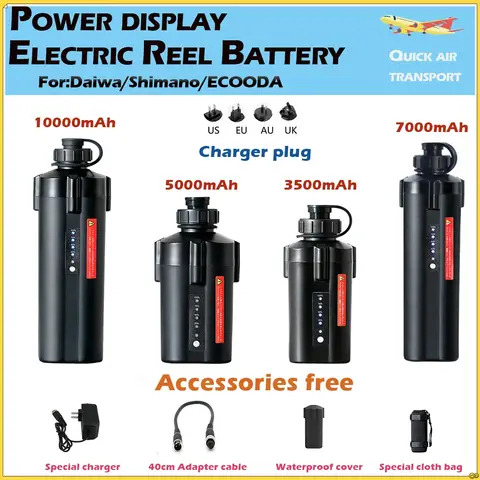 5000mAh 10000mAh Power Display Sea Fishing Electric Reel Battery 3500mAh 7000mAh Electric Reel Battery For SHIMANO EOODA DAIWA