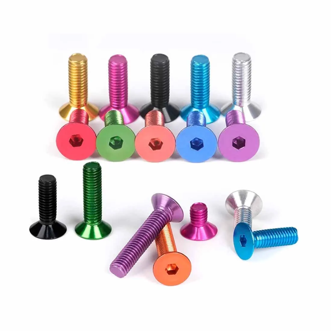 10PCS DIN7991 Aluminum Allen Screws M4x6/8/10/12/14/16 Flat Hex Socket Countersunk Head Screws Bolts Anodized Color