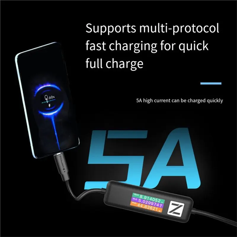 B63B-AK001 Multi-Function 240W USB PD Charging Test Cable With Color Display Compatible With USB-C Devices 48V 5A
