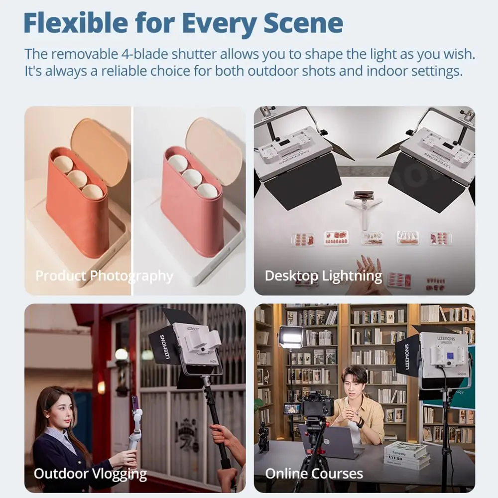 Godox Litemons LP600Bi-K2 Bi-Color LED Light Panel W/APP Control 60W Studio Photography Lighting with Light Stand,Carry Case