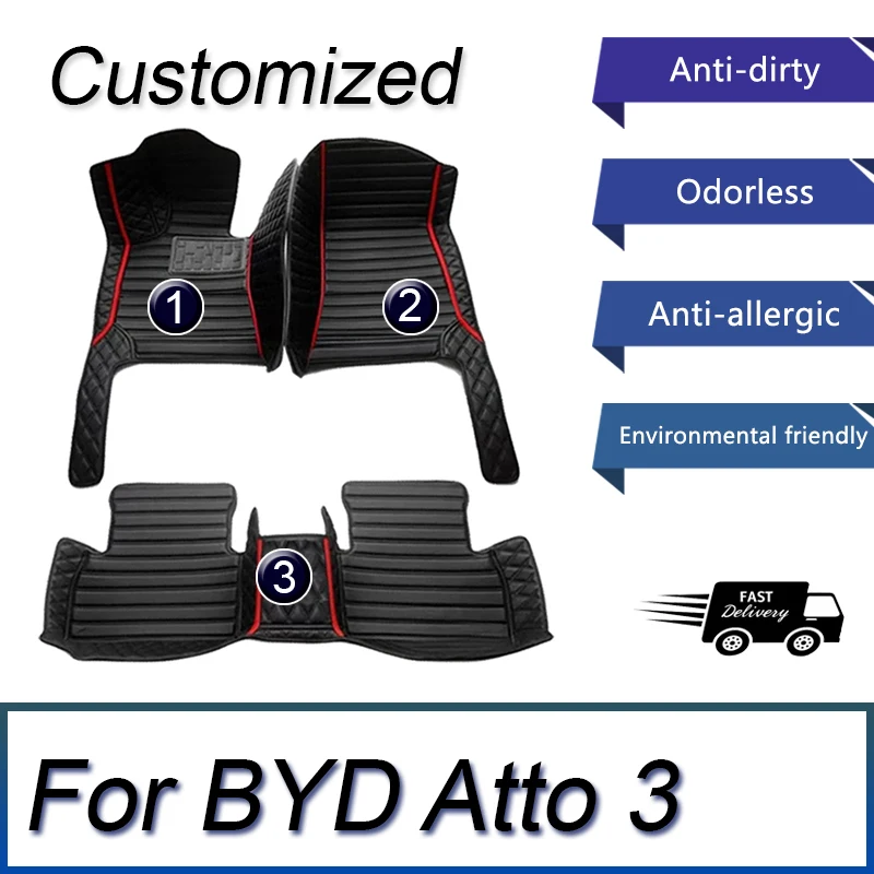 Custom Car Floor Mats for BYD Atto 3 2022 Year Eco-friendly Leather Car Accessories Interior Details