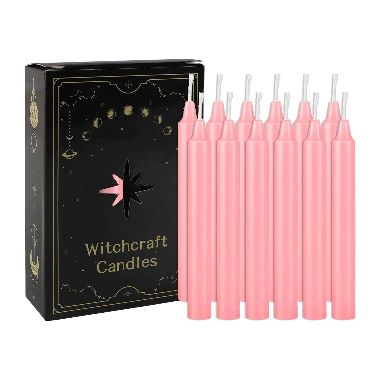 12 velas de cena caseras de cera pequeña rosa de 3,9 x 0,4 pulgadas (10,1 x 1,2 cm), sin goteo, sin humo ni fragancia, tiradas a mano, de alta calidad, adecuadas para varios lugares, diversas vacaciones.