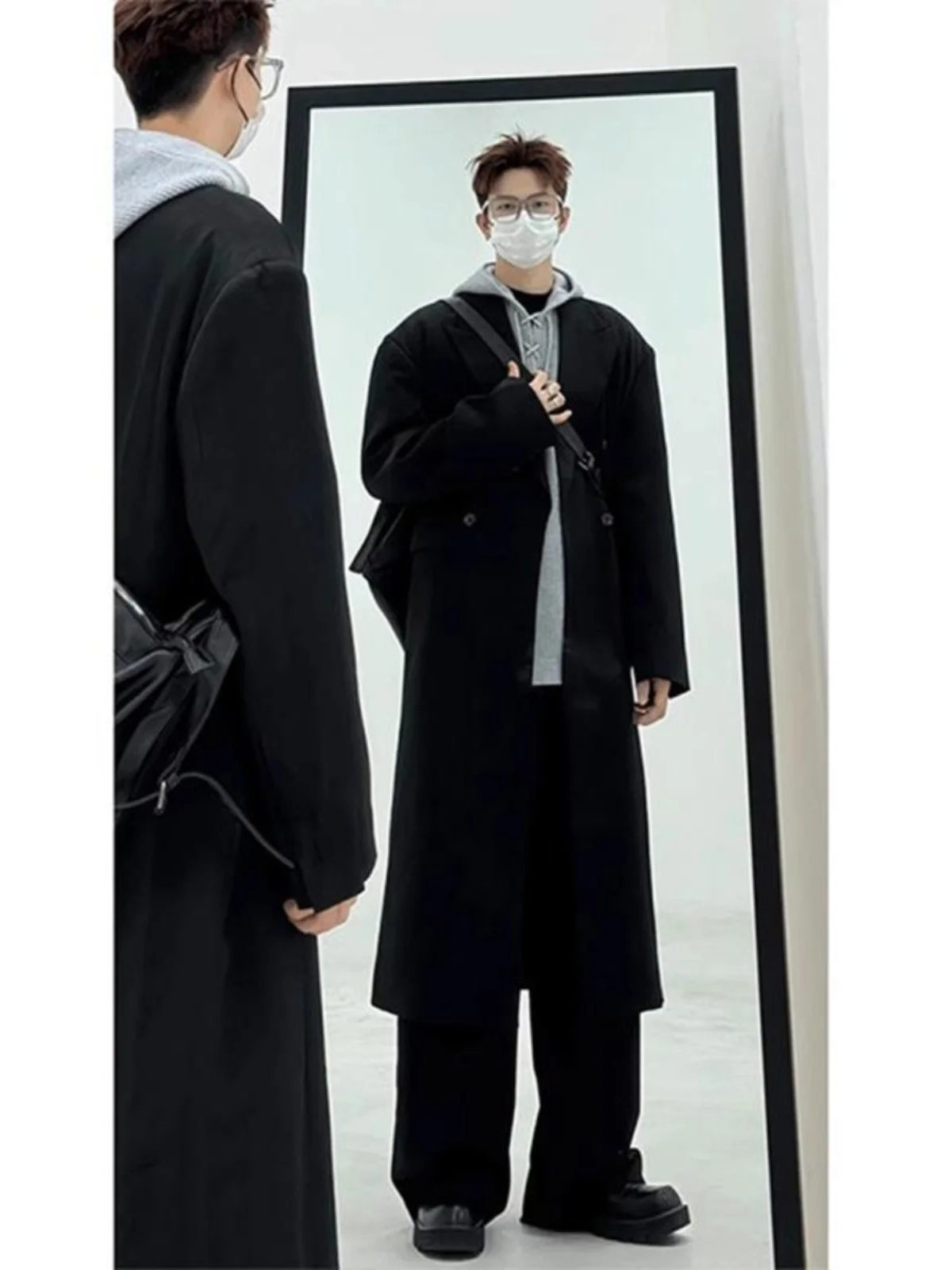 

Мужское шерстяное пальто средней длины, осенне-зимнее, двубортное, в корейском стиле, ветрозащитное, теплое, с длинными рукавами