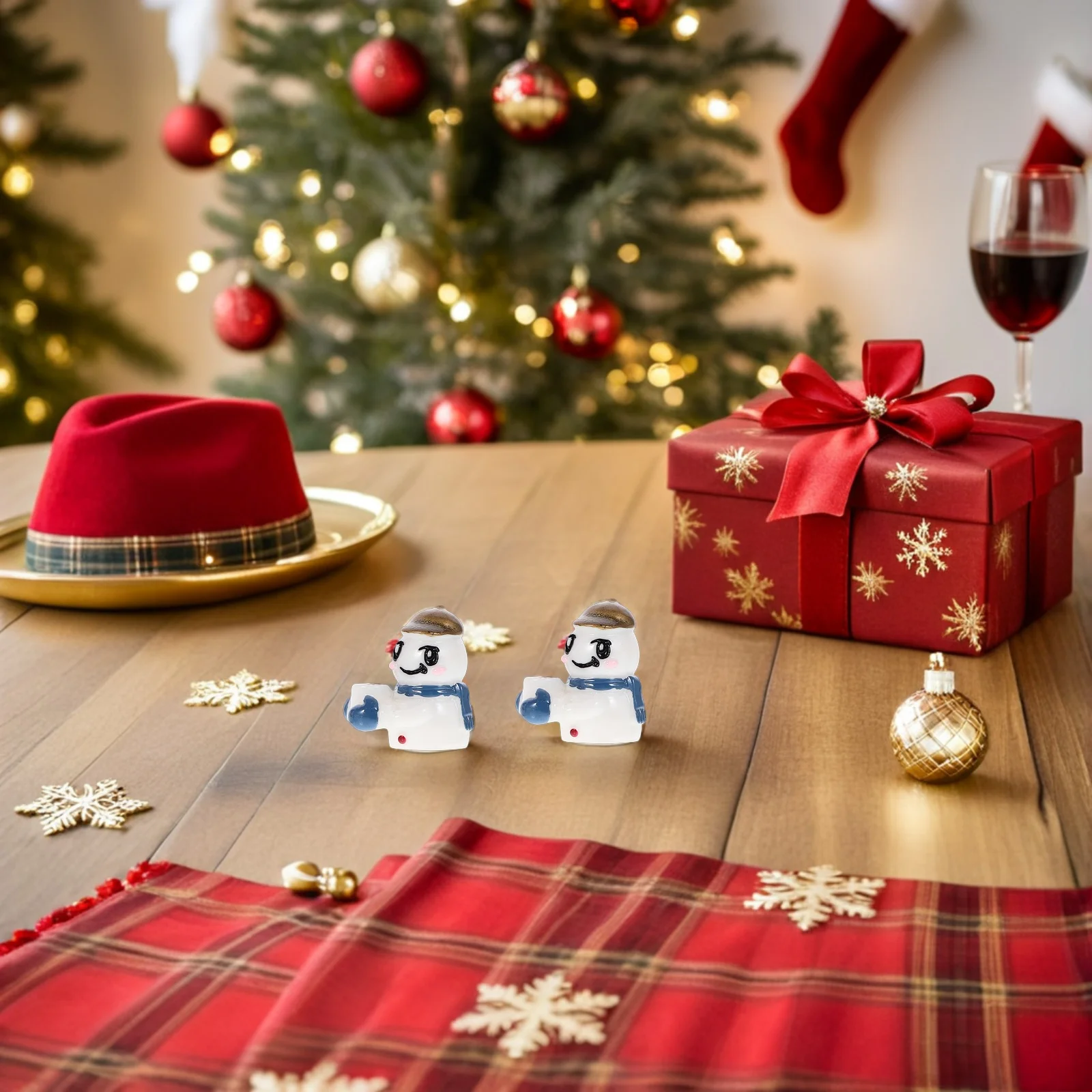 12 Stück Weihnachtsschneemann-Mikrolandschaften: Miniaturfiguren aus Kunstharz für Winterdorf, Feengarten-Dekoration, Schneemann-Ornamente