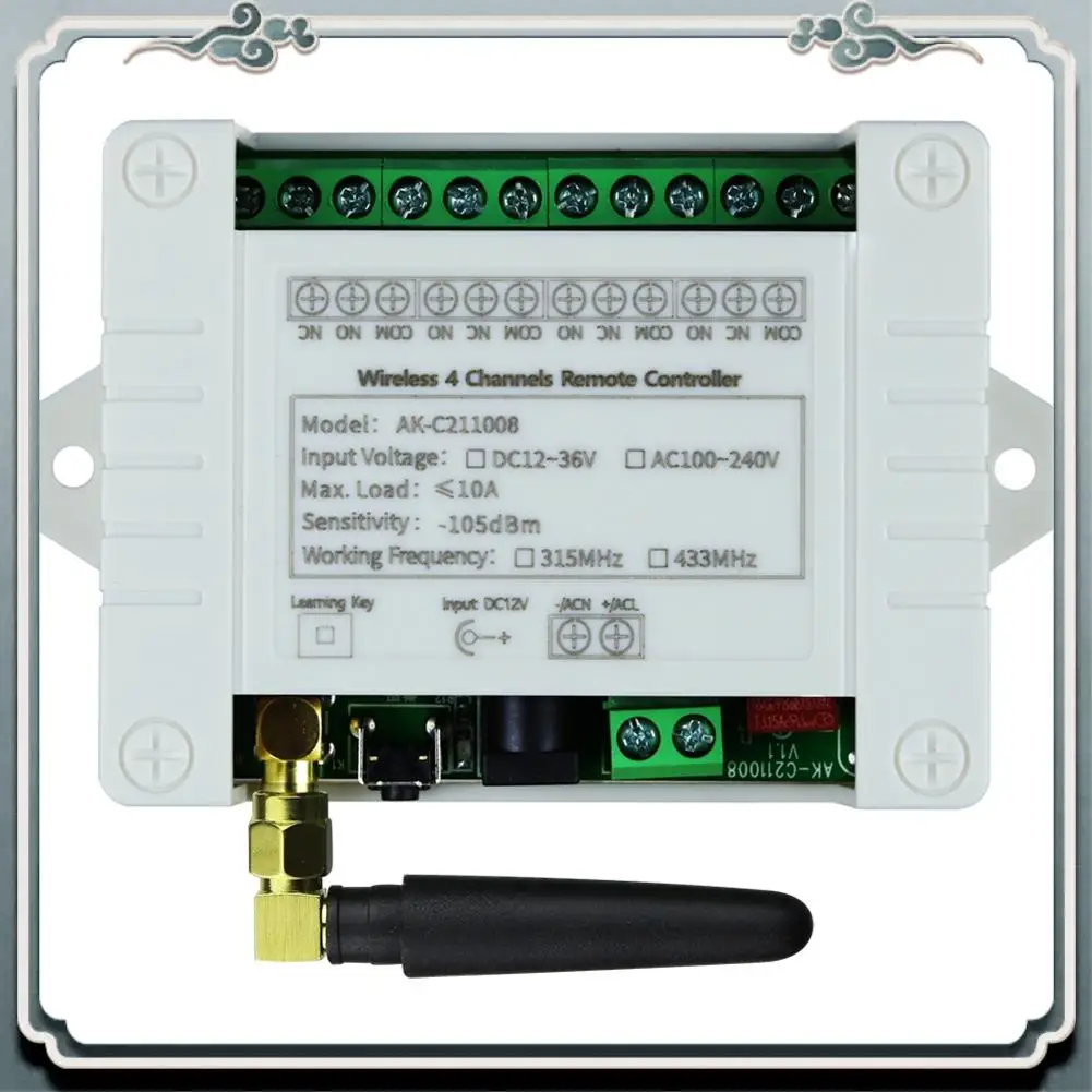 

Premium DC12V -36V 4CH Wireless Remote Control LED Light Switch Relay Output Radio RF Waterproof Transmitter & 433Mhz Receiver