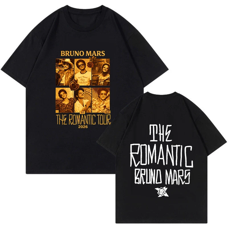 Bruno Mars Print Vintage T-shirt The Romantic Tour 2026 Graphic T