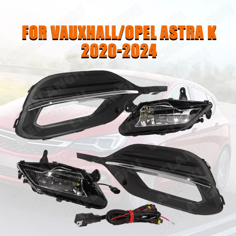 Set Front Bumper LED Fog Light For Vauxhall Opel Astra K 2020 2021 2022 2023 2024 Car-styling Fog Lamp Cover Grille And Wire