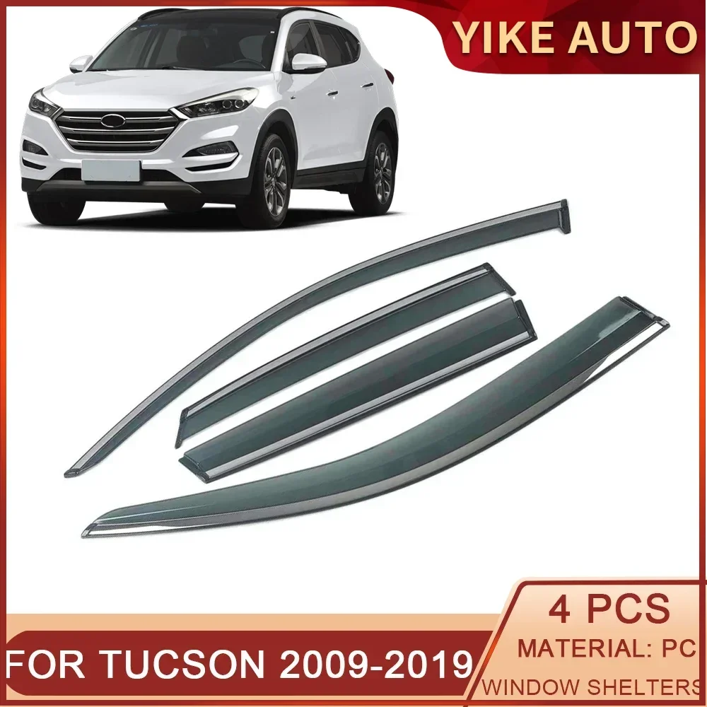 

For HYUNDAI Tucson IX35 2009-2019 Car Window Sun Rain Shade Visors Shield Awnings Shelter Protector Cover Trim Frame Sticker