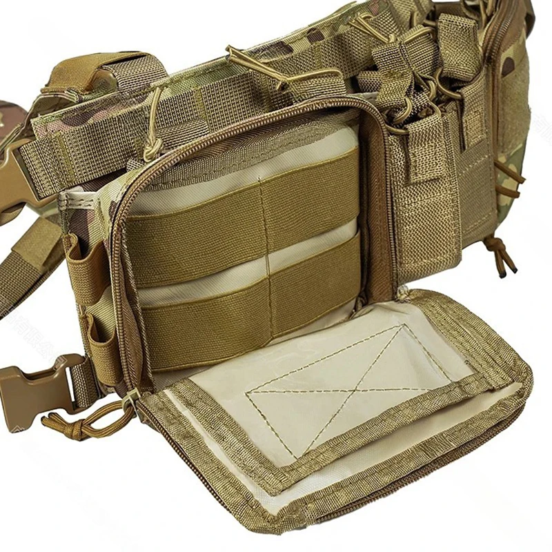 Tactical Chest Vest Rig Bag Field Training Molle Vest Multifunctional Camouflage Strap Multi-Pocket Outdoor Camping Cs Match Bag