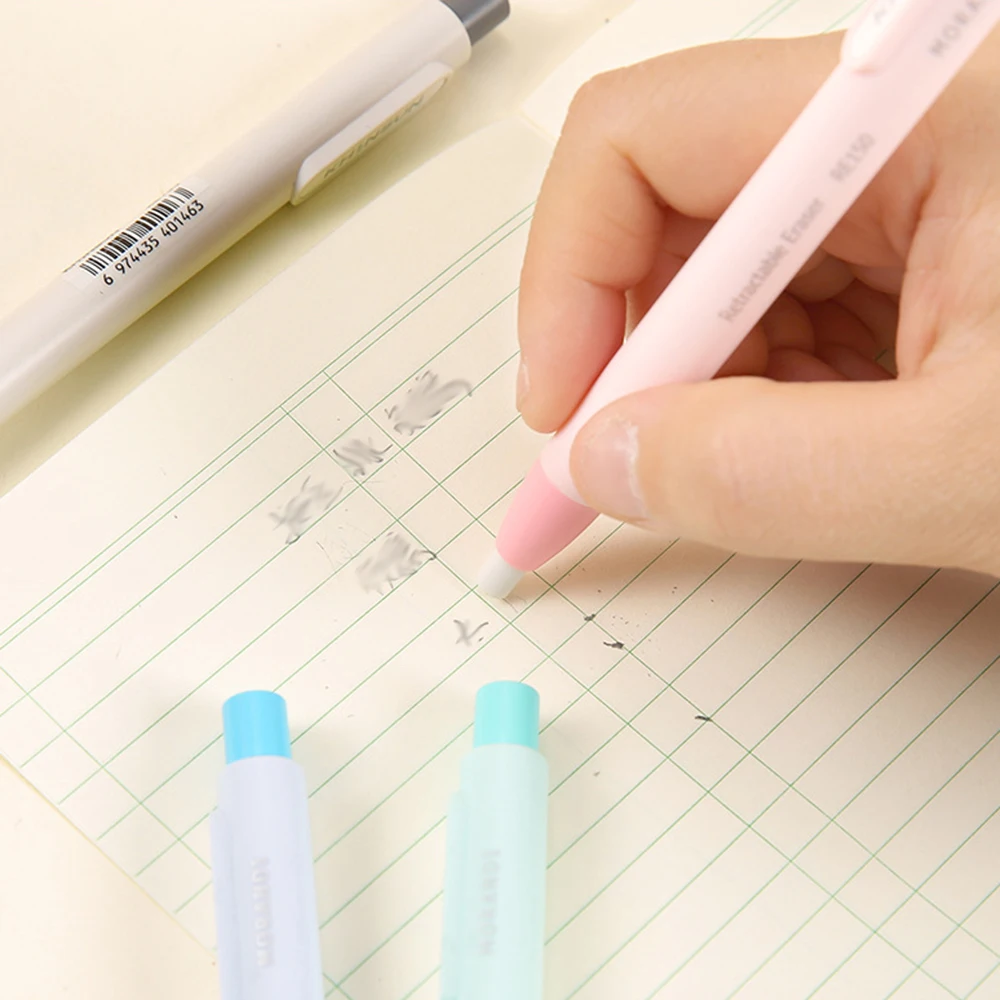 Retractable Pencil Eraser Replaceable Pencil Rubber Macaron Color Eraser for Students Correction Supplies School Stationery