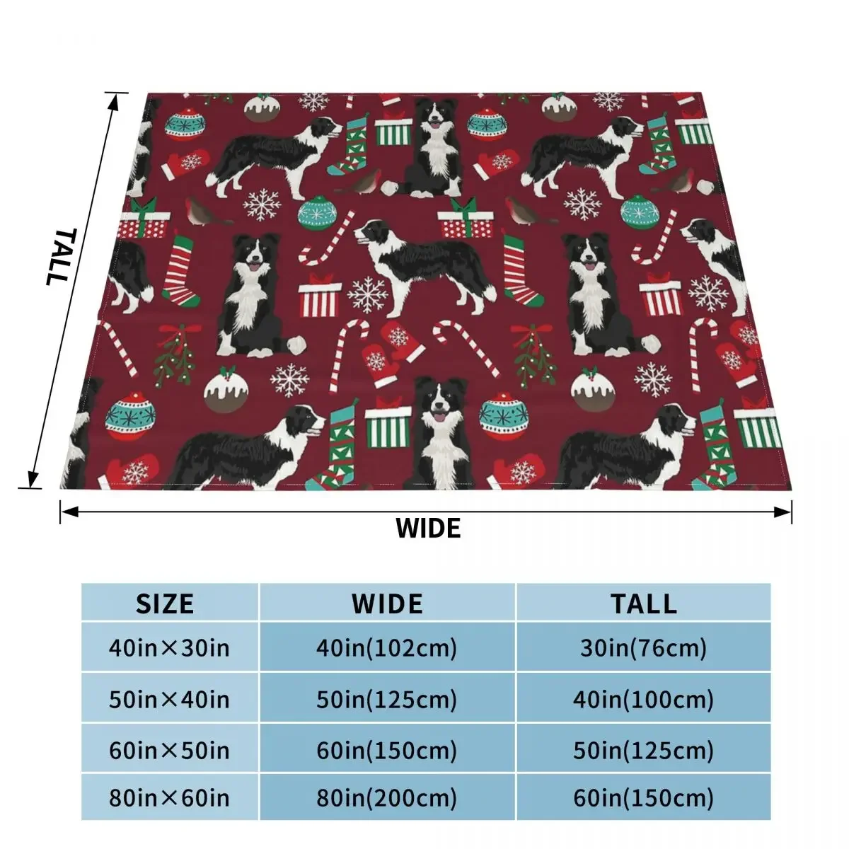 Border Collie Christmas Blankets Fleece Textile Decor Dog Multifunction Warm Throw Blanket for Home Outdoor Rug Piece