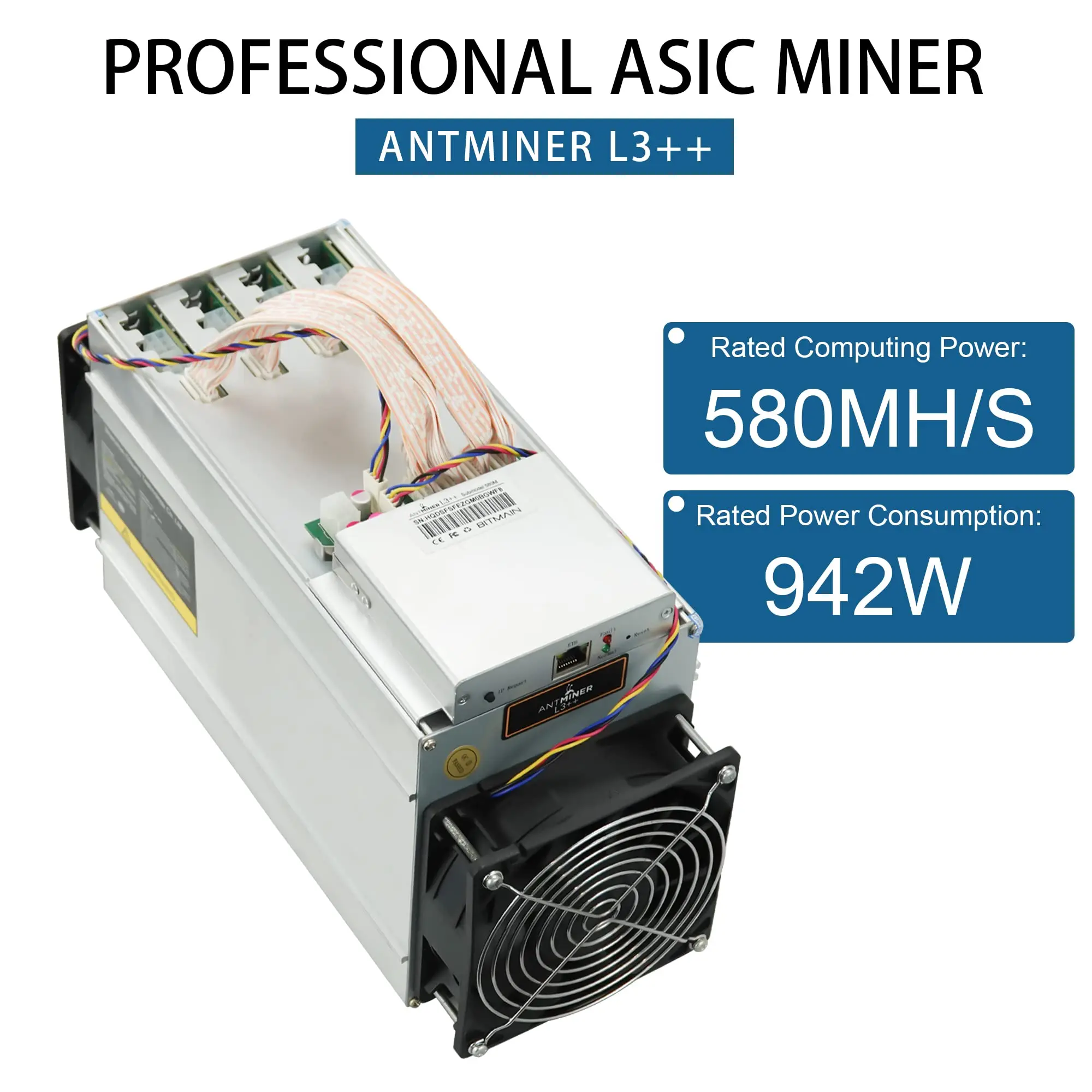 ANTMINER L3++( With PSU )Scrypt Litecoin Miner 580MH/s Crypto LTC Doge Coin Mining Rig ASIC LTC Miner Doge ANTMINER L3 580M