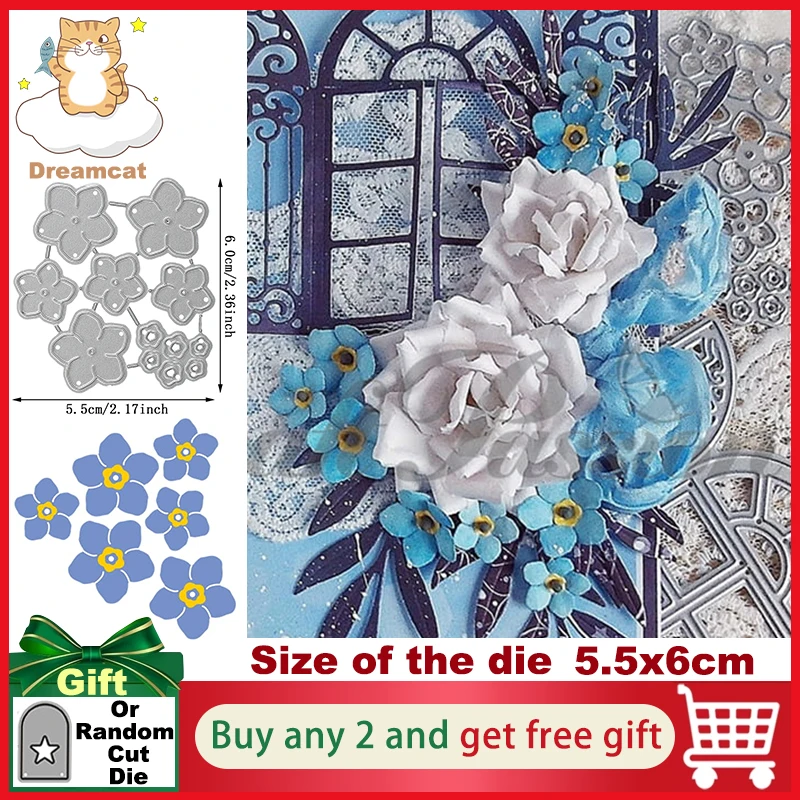 Flowers Forget-me-not Craft Metal Cutting Dies Cut Die Mold Decorations Scrapbooking Paper Knife Mould Blade Punch Stencils Dies