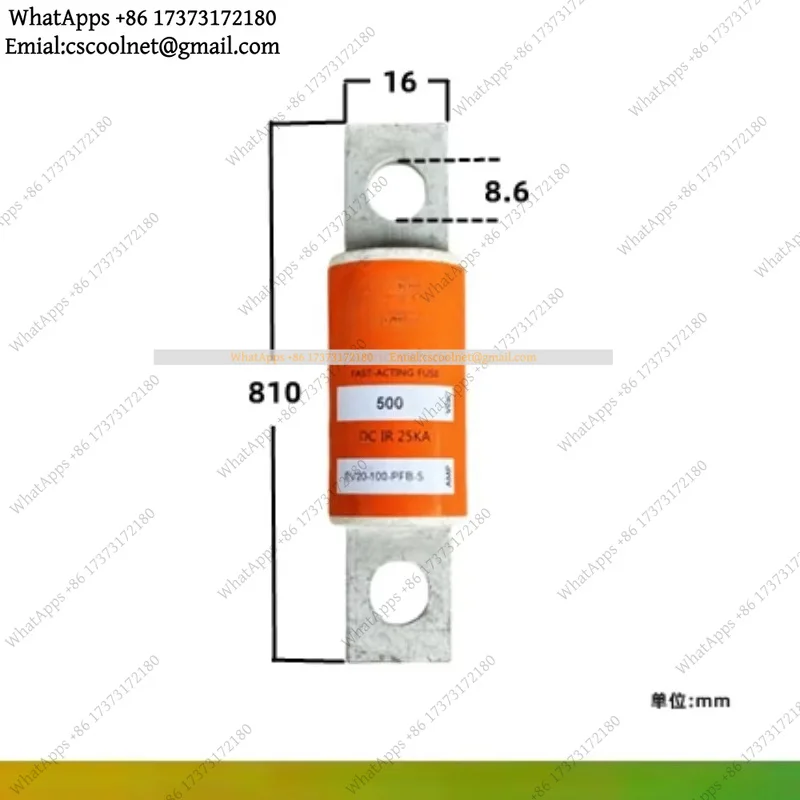 JS01 EV Fuse EV20-100-PFB-S 100A 500VDC Fast Acting Electric Vehicle Fuse Tube Replacement Parts