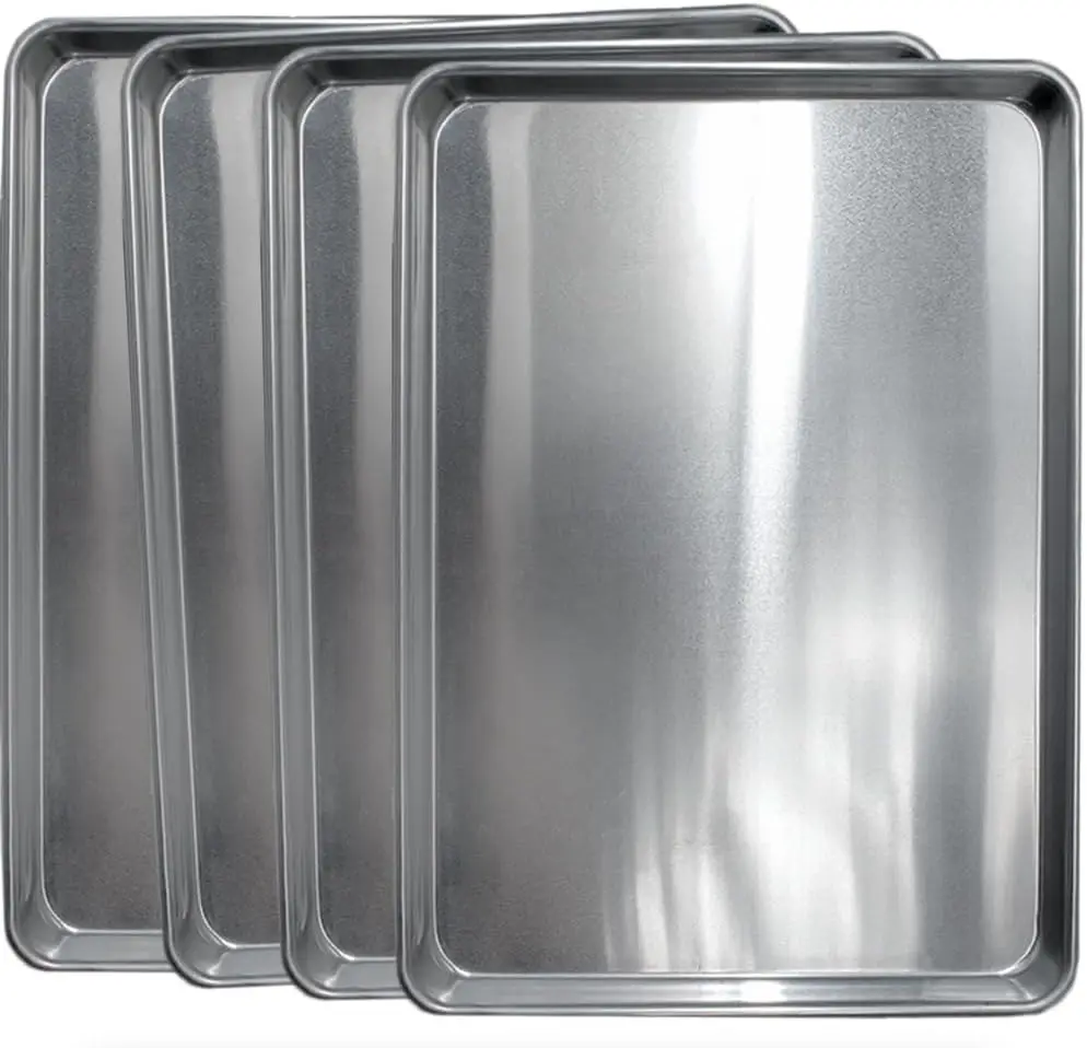 

4-Pack Heavy Duty Aluminum Half Sheet Baking Pans, Rust & Warp Resistant, 18x13 Inch for Perfect Baking