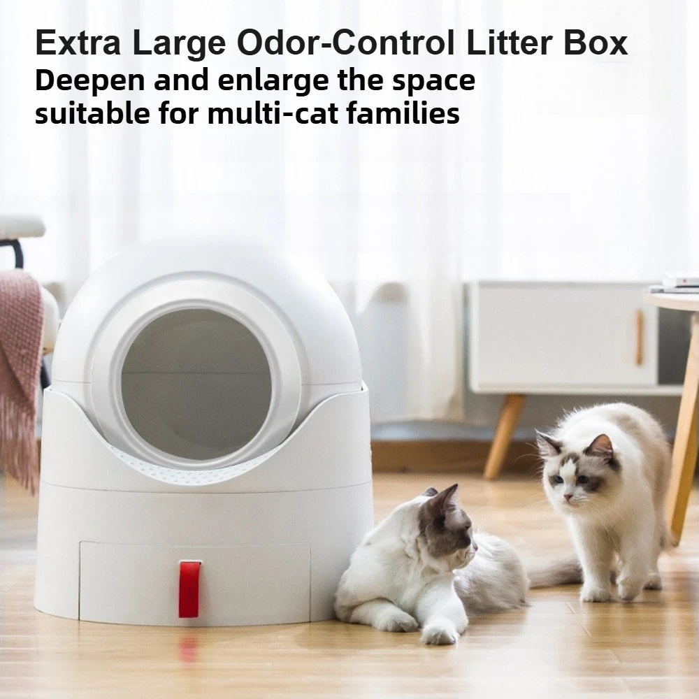 

Large Enclosed Cat Litter Box Semi Automatic Odor Control Anti Tracking Litter Pan