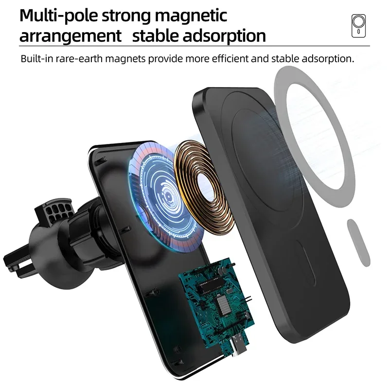 

Magnetic 12 Wireless Car Charger Quick Stand Holder for iPhone 13 14 Series 12 Pro Max Mini Mount Adsorbable Wireless Charging