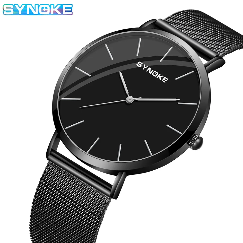 ساعة كوارتز رجالية بسيطة وعصرية كاجوال خفيفة الوزن مقاومة للماء بحزام فولاذي وسيم للرجال SYNOKE