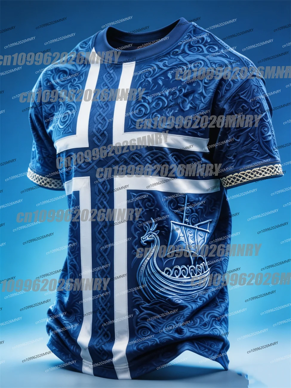 Hot Norway Crew Neck Football Shirt Man Full Nordic Relief Jacquard Quick Dry Breathable Fan Sport Jersey Men's Shirts Men Top