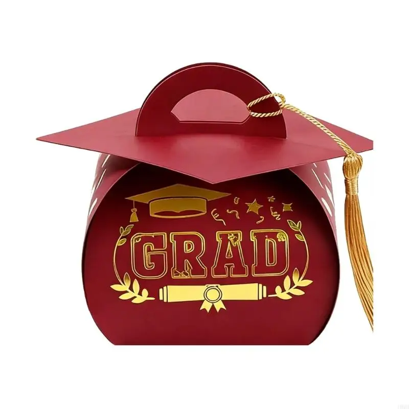 Elegant Graduation Cap Shaped Gift Box With Tassels Candy Display Container JOMD