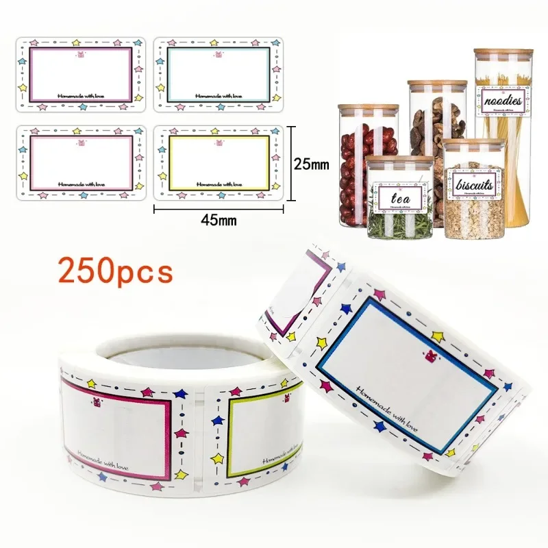250Pcs/Roll DIY Blank Kitchen Name Label Sticker For Food Storage Box Handwritten Date Sealing Stickers Tag