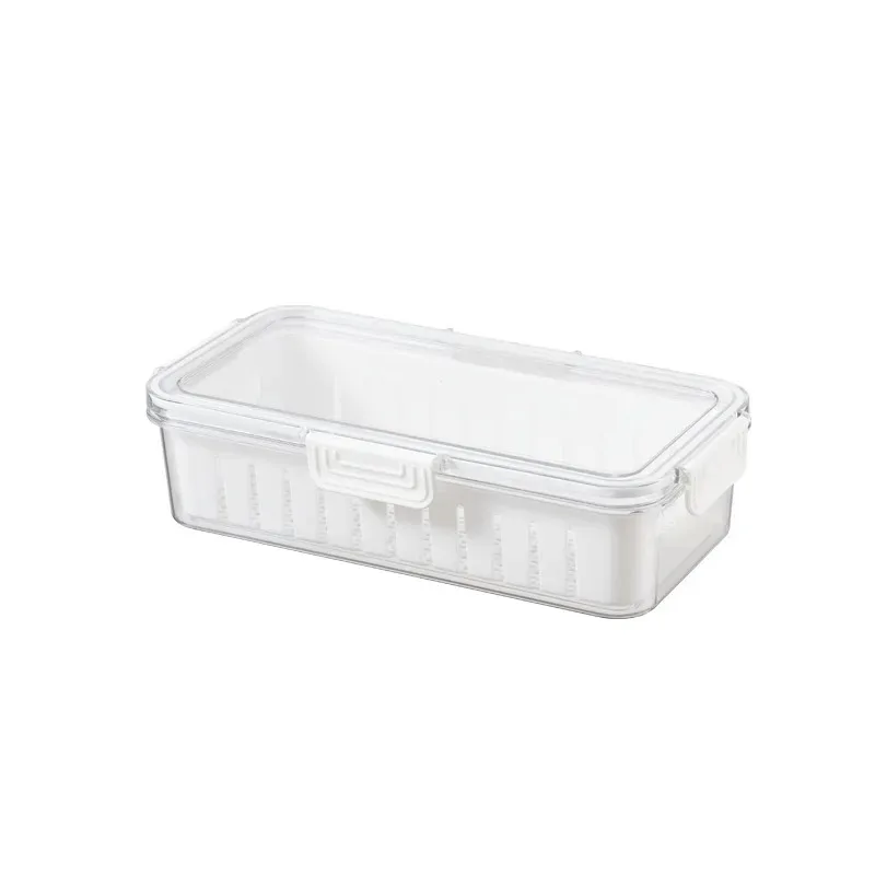 Refrigerator Storage Box Drain Crisper Freezer Special Frozen Food Box Rectangular Vegetable and Fruit Box