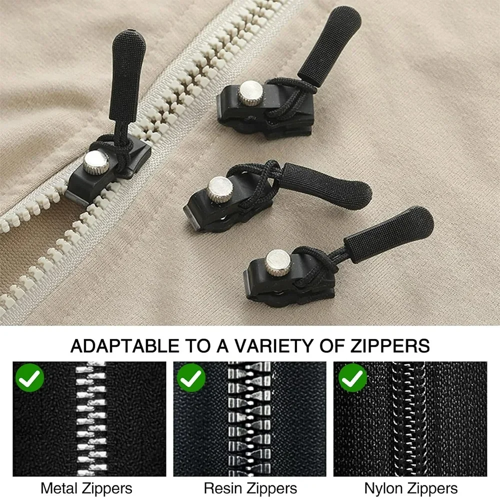 Universal Zipper Repair Kit Quick Instant Detachable Zipper Head Replacement Zipper Slider Pull For Jacket Bags Coat Free Sewing