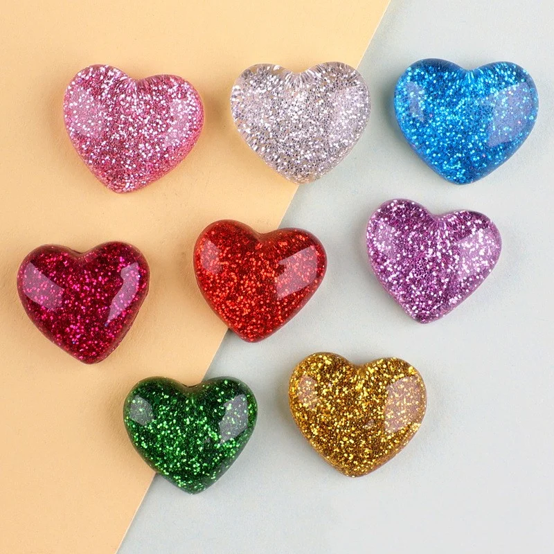 20 sztuk kolor brokat miłość serce mieszkanie powrót żywica Cabochon akcesoria do scrapbookingu DIY szpilka do włosów biżuteria Decor Patch Handmade Making
