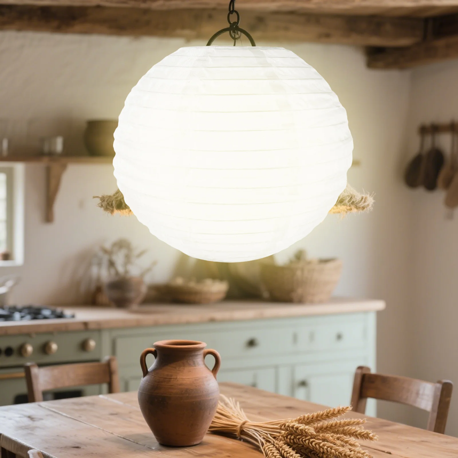 

Round Fabric Lantern Shade Foldable Hanging Light Cover for Indoor Room Decor Asian Japanese Festival Wedding Party Boho Globe