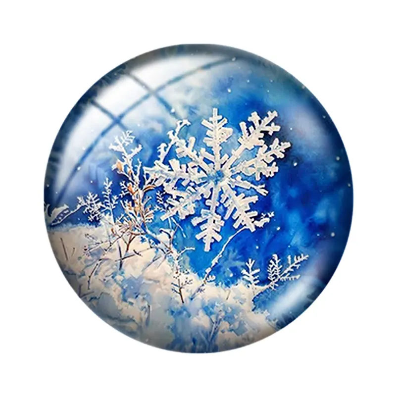 الألوان المائية الشتاء ندفة الثلج 10 قطعة 12 مللي متر/18 مللي متر/20 مللي متر/25 مللي متر صورة مستديرة الزجاج كابوشون التجريبي ظهر مسطح صنع النتائج #5