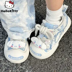 Sanrio Cinnamoroll New Fashion Canvas Shoes Y2k Girl Aesthetic Thick Sole Shoes With Cartoon Accessories Women Cute Sneakers