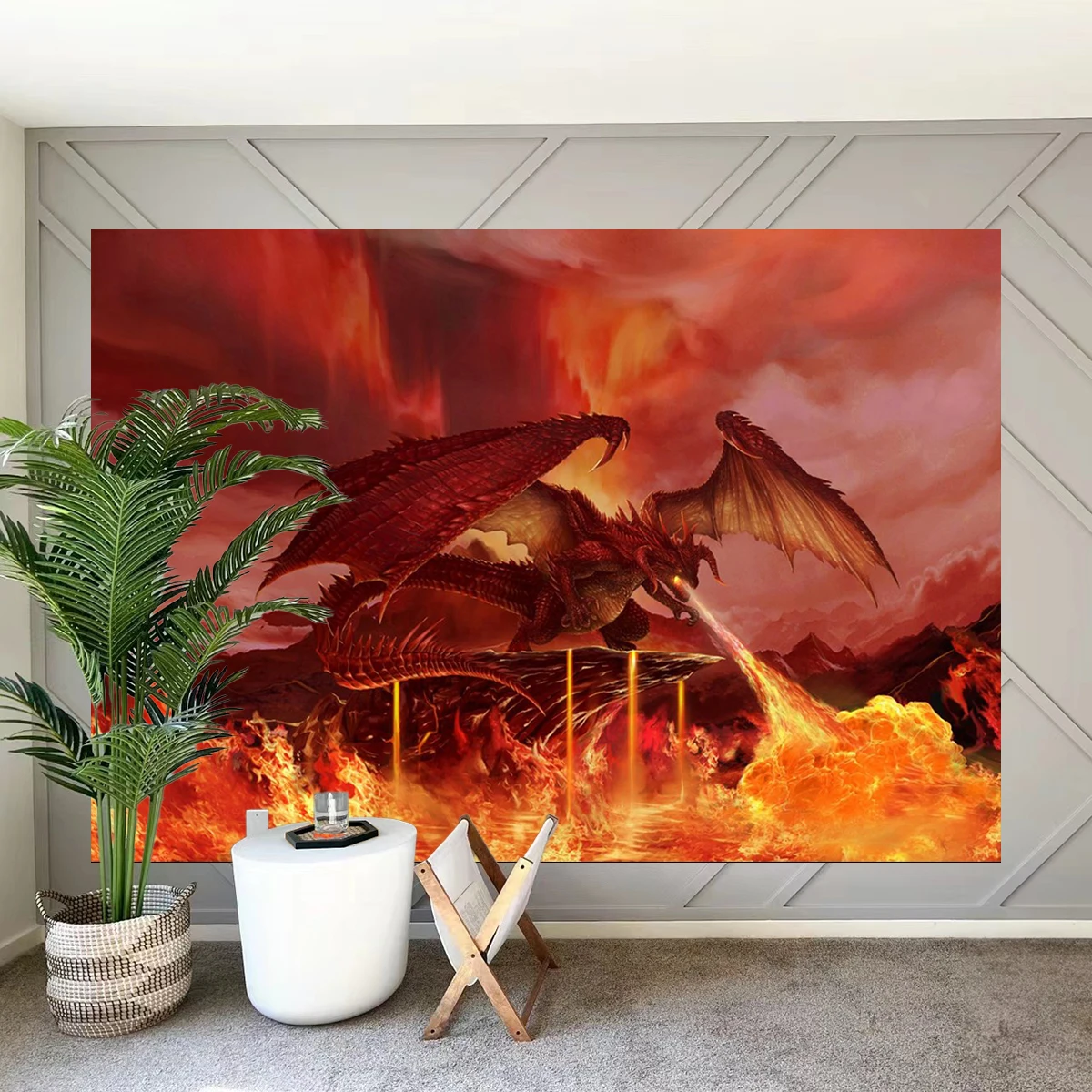 Dragon Fire Backdrop Medieval Banner Haunted Game House Party Decorations Photography Fantasy Old School Retro Room Background