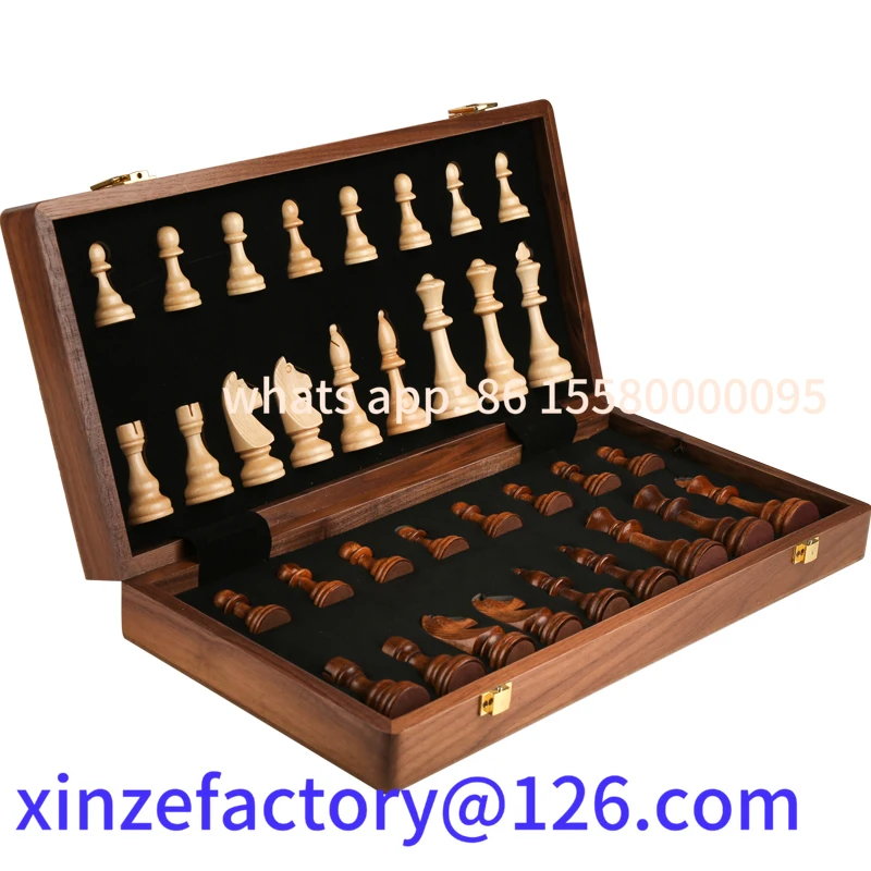 

Customizable Chess Set Top Grade Wooden Folding Big Traditional Classic Handwork Solid Wood Pieces